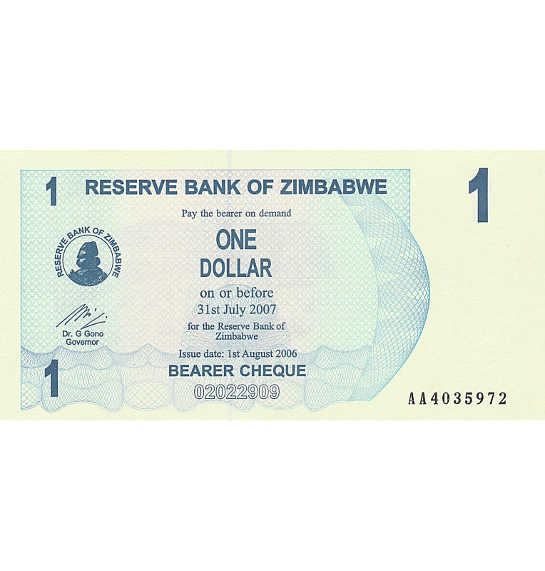 Zimbabwe 1 Dollar 2006 Pick 37